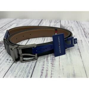 NWT Tommy Hilfiger Mens Black Brown Reversible TH Flex Dress Belt Sz XL (42-44)